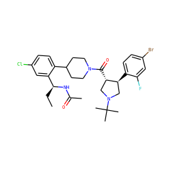 CC[C@H](NC(C)=O)c1cc(Cl)ccc1C1CCN(C(=O)[C@H]2CN(C(C)(C)C)C[C@@H]2c2ccc(Br)cc2F)CC1 ZINC000029043282