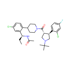 CC[C@H](NC(C)=O)c1cc(Cl)ccc1C1CCN(C(=O)[C@H]2CN(C(C)(C)C)C[C@@H]2c2ccc(F)cc2Cl)CC1 ZINC000029043450