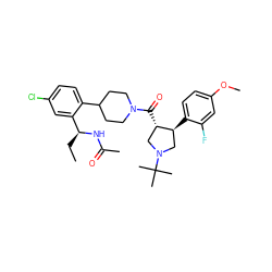 CC[C@H](NC(C)=O)c1cc(Cl)ccc1C1CCN(C(=O)[C@H]2CN(C(C)(C)C)C[C@@H]2c2ccc(OC)cc2F)CC1 ZINC000029043274