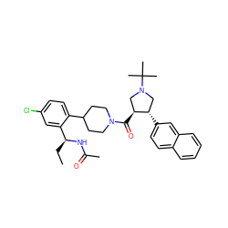 CC[C@H](NC(C)=O)c1cc(Cl)ccc1C1CCN(C(=O)[C@H]2CN(C(C)(C)C)C[C@@H]2c2ccc3ccccc3c2)CC1 ZINC000029042928