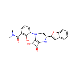 CC[C@H](Nc1c(Nc2cccc(C(=O)N(C)C)c2O)c(=O)c1=O)c1cc2ccccc2o1 ZINC000101124002