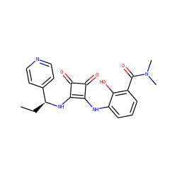 CC[C@H](Nc1c(Nc2cccc(C(=O)N(C)C)c2O)c(=O)c1=O)c1ccncc1 ZINC000100073722