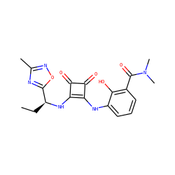 CC[C@H](Nc1c(Nc2cccc(C(=O)N(C)C)c2O)c(=O)c1=O)c1nc(C)no1 ZINC000101128939