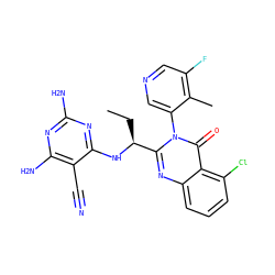 CC[C@H](Nc1nc(N)nc(N)c1C#N)c1nc2cccc(Cl)c2c(=O)n1-c1cncc(F)c1C ZINC000220865181