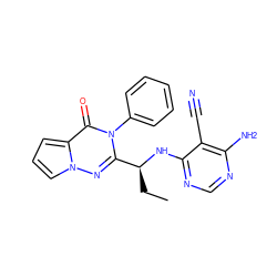 CC[C@H](Nc1ncnc(N)c1C#N)c1nn2cccc2c(=O)n1-c1ccccc1 ZINC000205592050