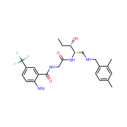 CC[C@H](O)[C@H](CNCc1ccc(C)cc1C)NC(=O)CNC(=O)c1cc(C(F)(F)F)ccc1N ZINC000034358196