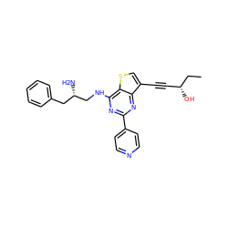 CC[C@H](O)C#Cc1csc2c(NC[C@@H](N)Cc3ccccc3)nc(-c3ccncc3)nc12 ZINC000223694200