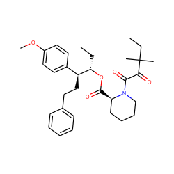 CC[C@H](OC(=O)[C@@H]1CCCCN1C(=O)C(=O)C(C)(C)CC)[C@@H](CCc1ccccc1)c1ccc(OC)cc1 ZINC000027561792