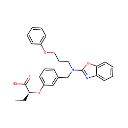 CC[C@H](Oc1cccc(CN(CCCOc2ccccc2)c2nc3ccccc3o2)c1)C(=O)O ZINC000028900640