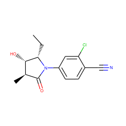 CC[C@H]1[C@@H](O)[C@H](C)C(=O)N1c1ccc(C#N)c(Cl)c1 ZINC000043203282