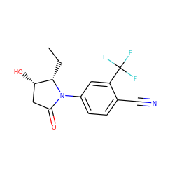 CC[C@H]1[C@@H](O)CC(=O)N1c1ccc(C#N)c(C(F)(F)F)c1 ZINC000116753391