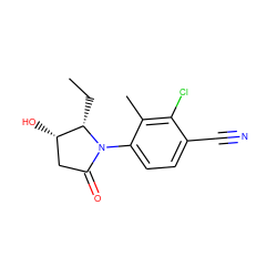 CC[C@H]1[C@@H](O)CC(=O)N1c1ccc(C#N)c(Cl)c1C ZINC000116749164