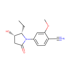 CC[C@H]1[C@@H](O)CC(=O)N1c1ccc(C#N)c(OC)c1 ZINC000116747975