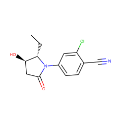 CC[C@H]1[C@H](O)CC(=O)N1c1ccc(C#N)c(Cl)c1 ZINC000116749221