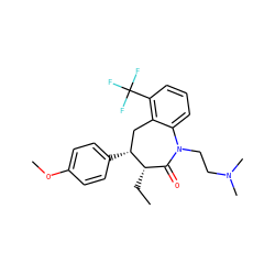 CC[C@H]1C(=O)N(CCN(C)C)c2cccc(C(F)(F)F)c2C[C@H]1c1ccc(OC)cc1 ZINC000013450708