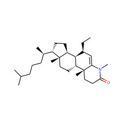 CC[C@H]1C=C2N(C)C(=O)CC[C@]2(C)[C@@H]2CC[C@]3(C)[C@H]([C@H](C)CCCC(C)C)CC[C@H]3[C@@H]12 ZINC000253638790