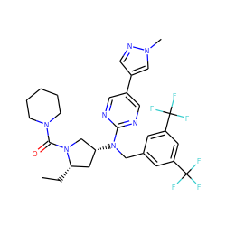 CC[C@H]1C[C@@H](N(Cc2cc(C(F)(F)F)cc(C(F)(F)F)c2)c2ncc(-c3cnn(C)c3)cn2)CN1C(=O)N1CCCCC1 ZINC000169703223