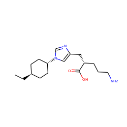 CC[C@H]1CC[C@H](n2cnc(C[C@H](CCCN)C(=O)O)c2)CC1 ZINC000261094933