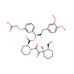 CC[C@H]1CCCC[C@@]1(O)C(=O)C(=O)N1CCCC[C@H]1C(=O)O[C@H](CCc1ccc(OC)c(OC)c1)c1cccc(OCC(=O)O)c1 ZINC000084687602