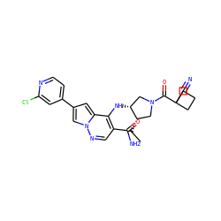 CC[C@H]1CN(C(=O)C2(C#N)CCC2)C[C@H]1Nc1c(C(N)=O)cnn2cc(-c3ccnc(Cl)c3)cc12 ZINC000261159259