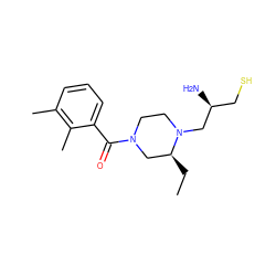 CC[C@H]1CN(C(=O)c2cccc(C)c2C)CCN1C[C@@H](N)CS ZINC000022938332