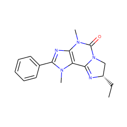 CC[C@H]1CN2C(=O)N(C)c3nc(-c4ccccc4)n(C)c3C2=N1 ZINC000013475233