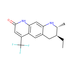 CC[C@H]1Cc2cc3c(C(F)(F)F)cc(=O)[nH]c3cc2N[C@@H]1C ZINC000003917350