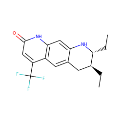 CC[C@H]1Cc2cc3c(C(F)(F)F)cc(=O)[nH]c3cc2N[C@@H]1CC ZINC000000007581