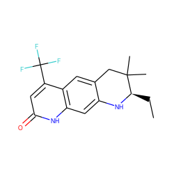 CC[C@H]1Nc2cc3[nH]c(=O)cc(C(F)(F)F)c3cc2CC1(C)C ZINC000013581077