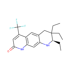 CC[C@H]1Nc2cc3[nH]c(=O)cc(C(F)(F)F)c3cc2CC1(CC)CC ZINC000013581083