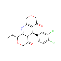 CC[C@H]1OCC(=O)C2C1=NC1=C(C(=O)COC1)[C@H]2c1ccc(Cl)c(Cl)c1 ZINC000040575329