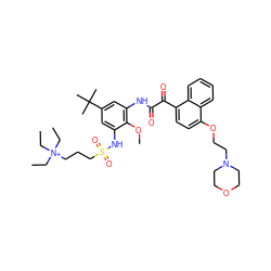 CC[N+](CC)(CC)CCCS(=O)(=O)Nc1cc(C(C)(C)C)cc(NC(=O)C(=O)c2ccc(OCCN3CCOCC3)c3ccccc23)c1OC ZINC000653719561