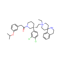 CC[N+]1(CC[C@@]2(c3ccc(Cl)c(Cl)c3)CCCN(C(=O)Cc3cccc(OC(C)C)c3)C2)CCC2(CC1)NCCc1ccccc12 ZINC000029325523