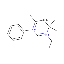 CC[N+]1=C[N+](c2ccccc2)=C(C)[CH-]C1(C)C ZINC000059822417