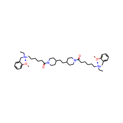 CC[N@+](C)(CCCCCC(=O)N1CCC(CCC2CCN(C(=O)CCCCC[N@@+](C)(CC)Cc3ccccc3OC)CC2)CC1)Cc1ccccc1OC ZINC000253635502