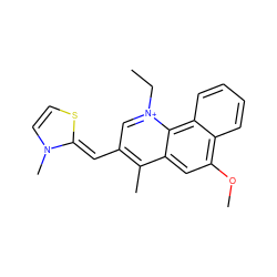 CC[n+]1cc(/C=C2\SC=CN2C)c(C)c2cc(OC)c3ccccc3c21 ZINC000040972244