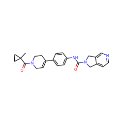 CC1(C(=O)N2CC=C(c3ccc(NC(=O)N4Cc5ccncc5C4)cc3)CC2)CC1 ZINC000167229134