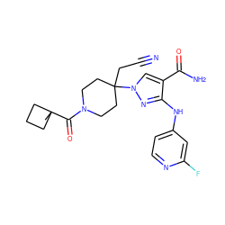 CC1(C(=O)N2CCC(CC#N)(n3cc(C(N)=O)c(Nc4ccnc(F)c4)n3)CC2)CCC1 ZINC000220951503