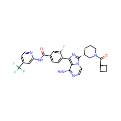 CC1(C(=O)N2CCC[C@@H](c3nc(-c4ccc(C(=O)Nc5cc(C(F)(F)F)ccn5)cc4F)c4c(N)nccn34)C2)CCC1 ZINC001772658105