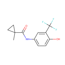 CC1(C(=O)Nc2ccc(O)c(C(F)(F)F)c2)CC1 ZINC000013560833