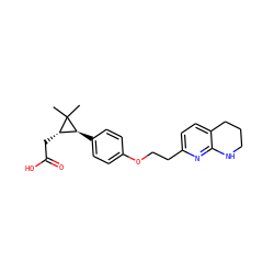 CC1(C)[C@@H](CC(=O)O)[C@@H]1c1ccc(OCCc2ccc3c(n2)NCCC3)cc1 ZINC000028648239