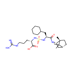 CC1(C)[C@@H]2CC[C@@]1(C)[C@@H](NC(=O)[C@H](CC1CCCCC1)NS(=O)(=O)N[C@@H](CCCNC(=N)N)C(=O)O)C2 ZINC000168715789