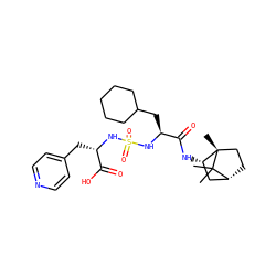 CC1(C)[C@@H]2CC[C@@]1(C)[C@@H](NC(=O)[C@H](CC1CCCCC1)NS(=O)(=O)N[C@@H](Cc1ccncc1)C(=O)O)C2 ZINC000201002114