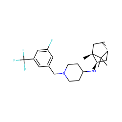 CC1(C)[C@@H]2CC[C@@]1(C)[C@H](NC1CCN(Cc3cc(F)cc(C(F)(F)F)c3)CC1)C2 ZINC000040424878