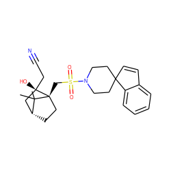 CC1(C)[C@@H]2CC[C@@]1(CS(=O)(=O)N1CCC3(C=Cc4ccccc43)CC1)[C@@](O)(CC#N)C2 ZINC000027308325