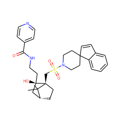 CC1(C)[C@@H]2CC[C@@]1(CS(=O)(=O)N1CCC3(C=Cc4ccccc43)CC1)[C@@](O)(CCNC(=O)c1ccncc1)C2 ZINC000027321413