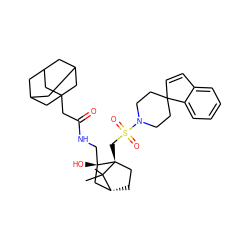 CC1(C)[C@@H]2CC[C@@]1(CS(=O)(=O)N1CCC3(C=Cc4ccccc43)CC1)[C@@](O)(CNC(=O)CC13CC4CC(CC(C4)C1)C3)C2 ZINC000027318968