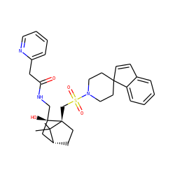 CC1(C)[C@@H]2CC[C@@]1(CS(=O)(=O)N1CCC3(C=Cc4ccccc43)CC1)[C@@](O)(CNC(=O)Cc1ccccn1)C2 ZINC000027319136