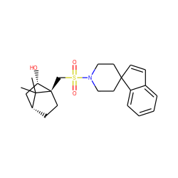 CC1(C)[C@@H]2CC[C@@]1(CS(=O)(=O)N1CCC3(C=Cc4ccccc43)CC1)[C@@H](O)C2 ZINC000000599628