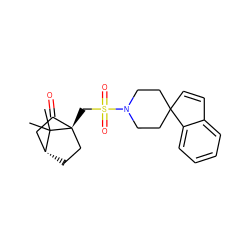 CC1(C)[C@@H]2CC[C@@]1(CS(=O)(=O)N1CCC3(C=Cc4ccccc43)CC1)C(=O)C2 ZINC000013728244